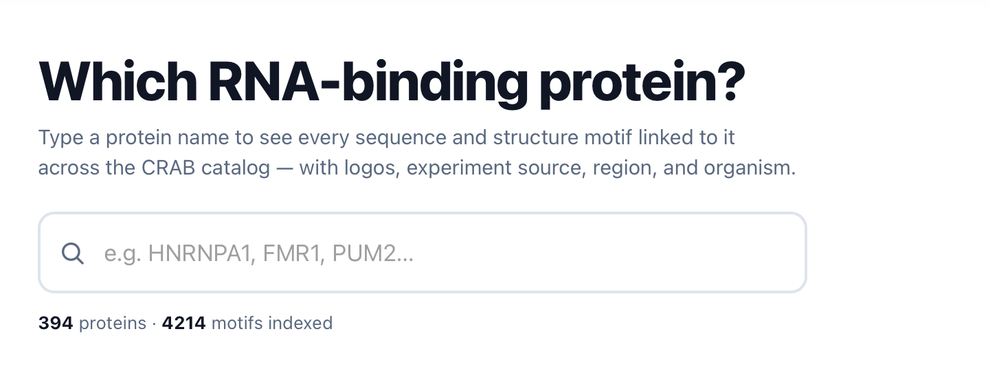 CRAB-DB protein search page